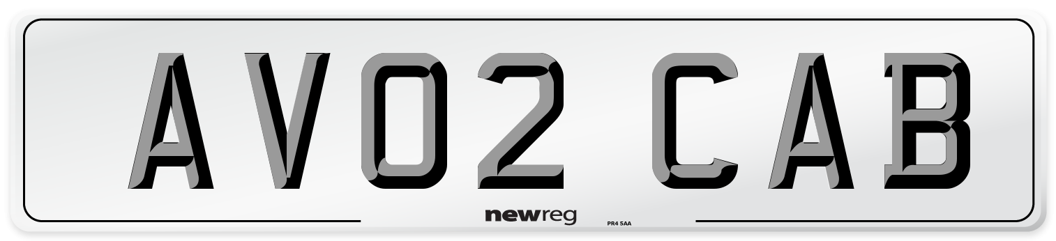 AV02 CAB Number Plate from New Reg